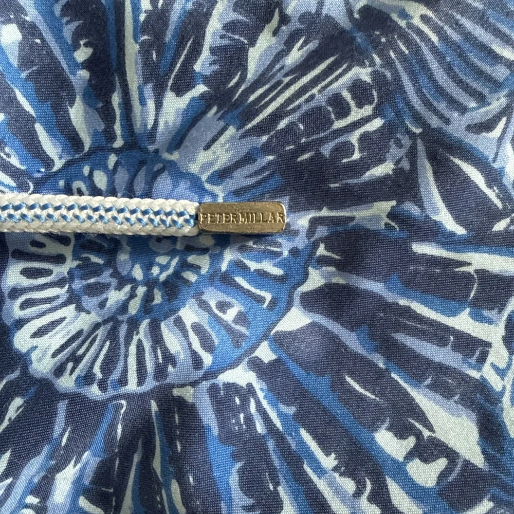 Peter Millar Seaside Mens L Blue Fossil Swim Trunks Lined Stretch
